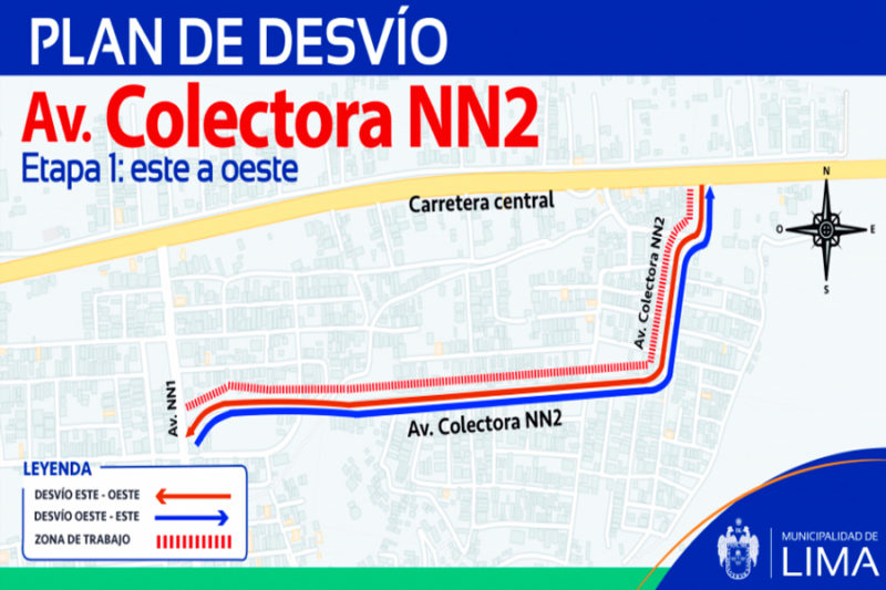 Ate: Municipalidad de Lima implementa plan de desvíos por obras en Av. Colectora NN2 cuya inversión es de S/6 millones